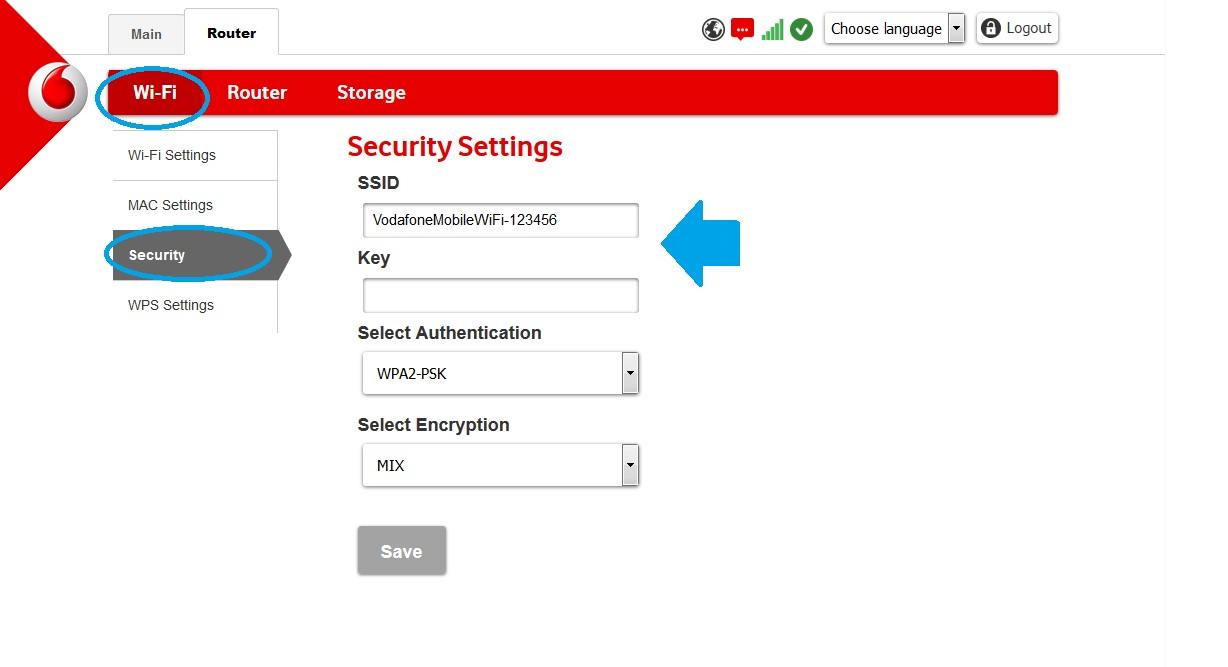 Vodafone admin password change